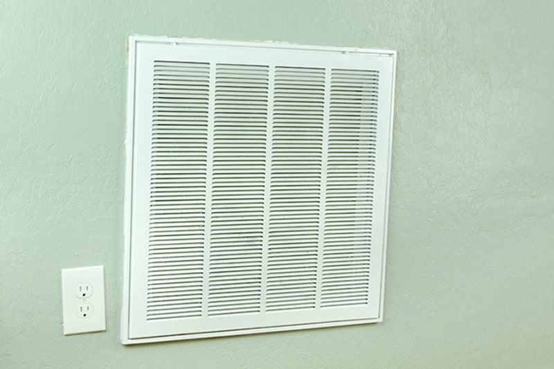 House air conditioner filter intake vent on wall